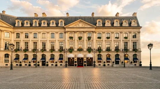 Vue élégante d'un palace parisien de luxe incarnant l'art de vivre à la française