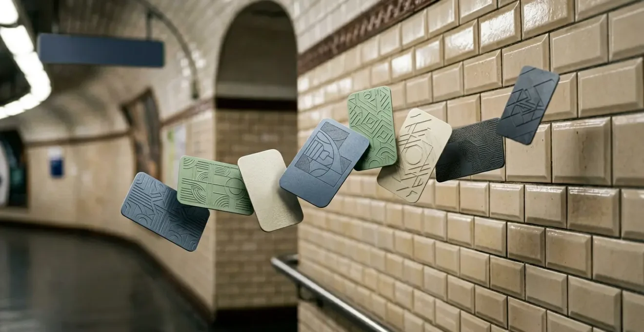 Illustration éditorial des titres de transport parisiens avec pass Navigo et cartes sans contact